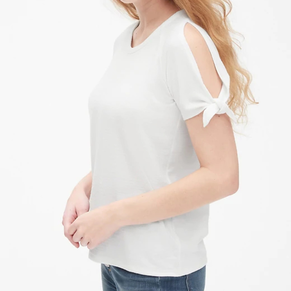 GAP White Softspun Tie Sleeve Top MED NWT
